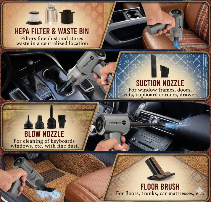 Multifuntional Portable Vaccum Air cleaner - 3 in 1 - Best for Home and Car cleaning