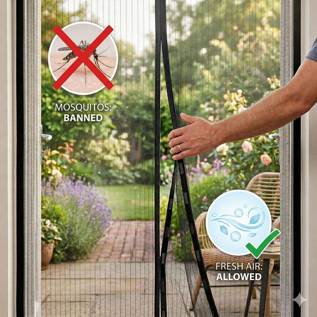 Magnetic Mosquito Net Door Curtain Keep Bugs Out, Let Fresh Air In
